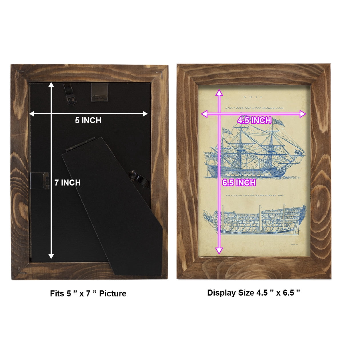 Vintage Ship Blueprint -Framed Print w/glass-Walnut