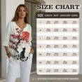 thumbnail image 7 of Xoenoiee Cat Plum Blossom Sunset Print Womens Casual V Neck Blouse 3/4 Sleeve Loose Fit Tunic Top Button Front Shirts for Work Travel Daily Wear, S, 7 of 7
