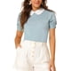 thumbnail image 5 of INSPIRAR CHIC Blusa de Mujer Vintage con Cuello Peter Pan, Manga Corta con Contraste, Talla L Azul, 5 of 7