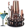 thumbnail image 1 of Bartender Kit,20-piece Rose Gold Cocktail Shaker Set With Rotating Acrylic Stand,for Mixed Drinks Martini Home Bar Tools, 1 of 5