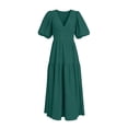 thumbnail image 4 of Iyufng Long Summer Puff Sleeves Dresses for Women V-Neck with Fitted Waist and Back Zipper, 4 of 7