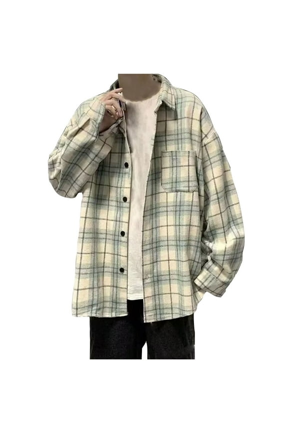 Hanes Mens Flannel Shirt,Men's Long Sleeve Plaid Flannel Casual Shirts Button Down Regular Fit Shirt Lightweight Cotton Jackets-Green XXXL