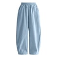 thumbnail image 3 of FRSASU Girls Loose Fit Wide Leg Pants Casual Baggy Trousers with Pockets Lightweight Summer Sweatpants for Kids Blue, 3 of 9