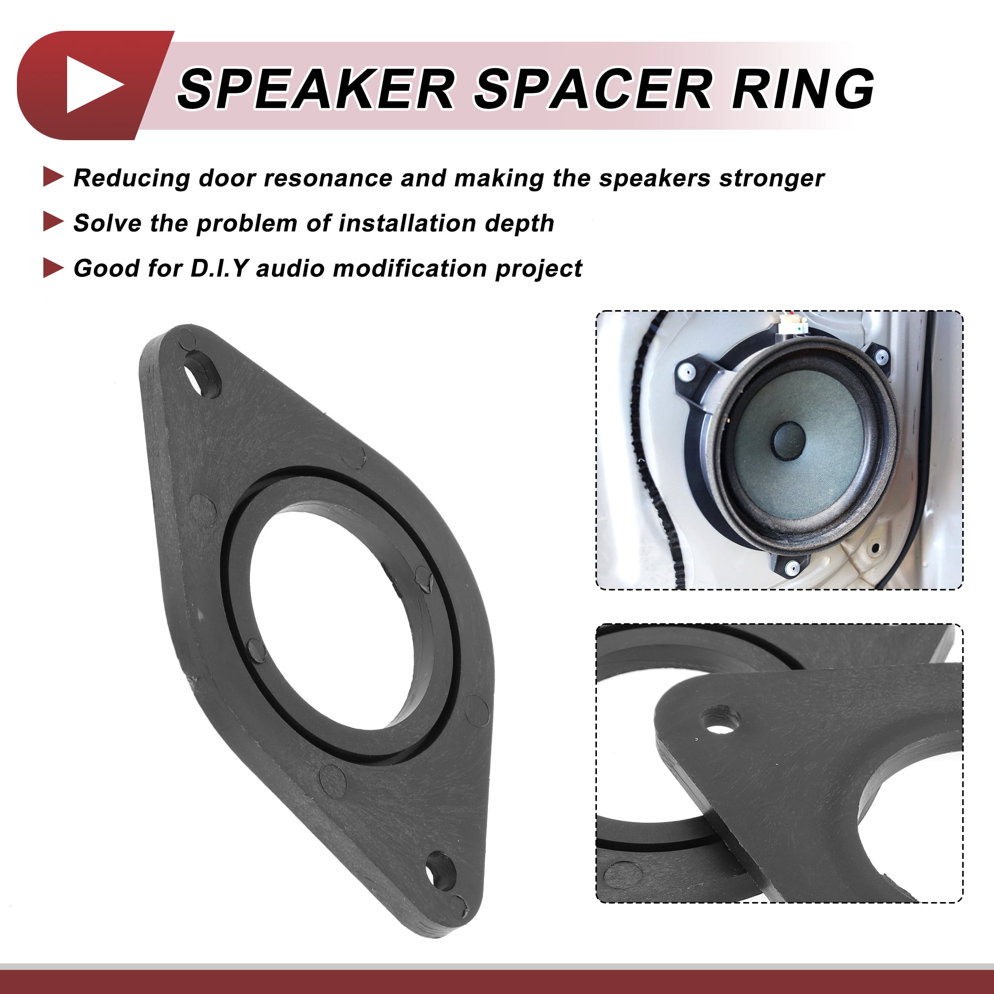 Unique Bargains 2 Pcs Audio Coaxial Speaker Spacer Ring for Toyota Tacoma 2005-2023