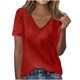 thumbnail image 1 of Camisas de Manga Larga Casual de las Mujeres Color Sólido Nuevo Cuello en V Tira Suelta Cepillada Camisa de Manga Corta, 1 of 6