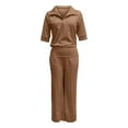 thumbnail image 4 of GILIGEGE Two Piece Sets for Women Track Suits for Women Set Stretchy Comfy Solid Travel Set Womens Clothing 2 Piece 2025 Khaki L, 4 of 7