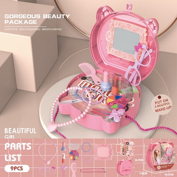 Kids Pretend Makeup Crossbody Bag for Girls, Princess Beauty Salon Toy Set with Mirror Pretend Cosmetics, Educational Imaginative Role Play, Birthday Gift for Little Girls Ages 3 4 5 6 Years Old