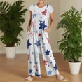 thumbnail image 3 of Iaqnaocc 4th Of July Jumpsuits for Women Loose Fit American Flag Stars Sleeveless Wide Leg Summer Adjustable Strap Flag Jumpsuits Rompers White S, 3 of 6