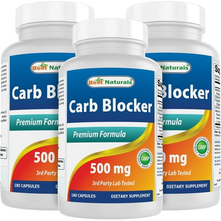 3 Pack Best Naturals Carb Blocker 500 mg 180 Capsules | Weight Loss Pills