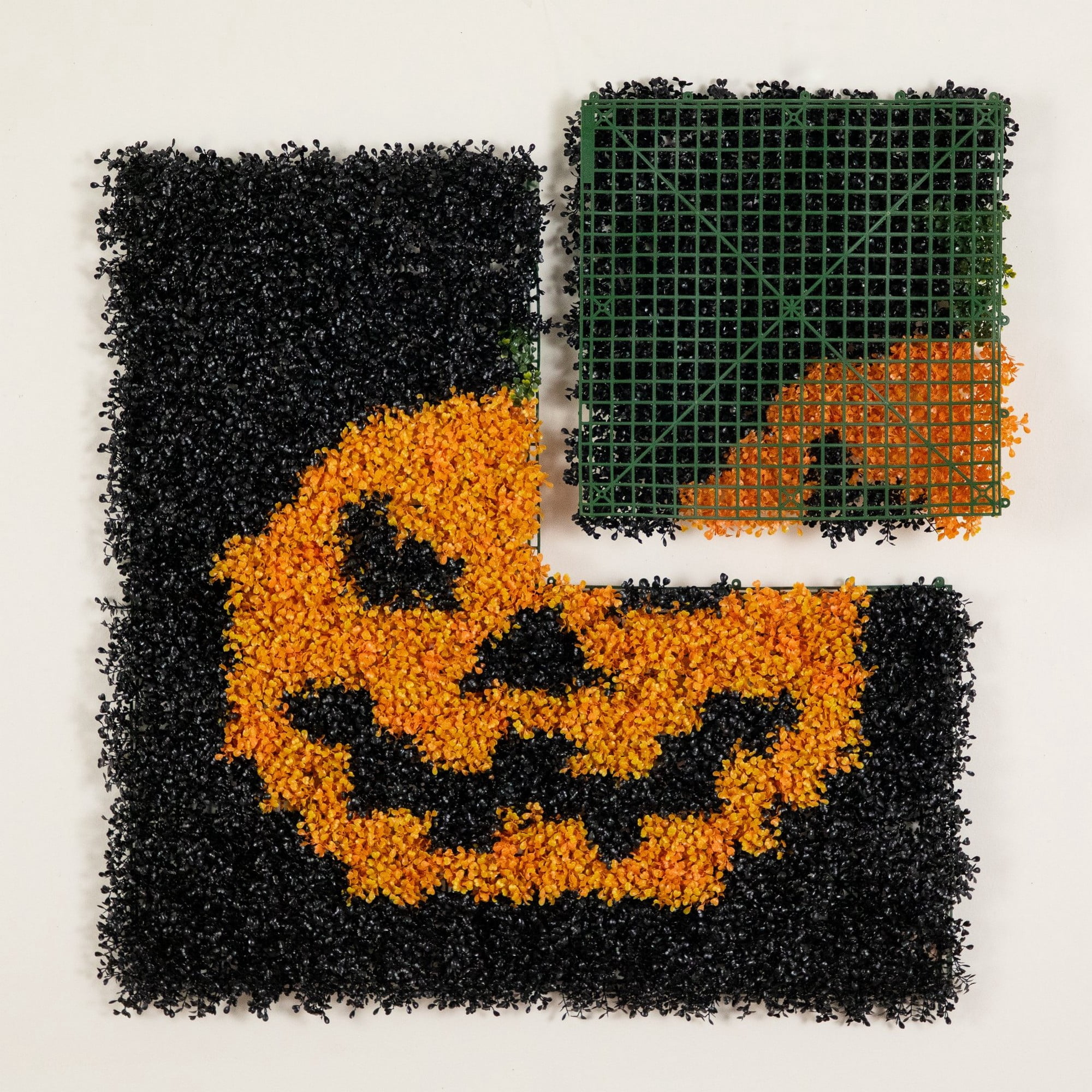 40in. x 40in. UV Resistant Artificial Halloween Boxwood Jack-o'-Lantern Wall Decor Mat (Indoor/Outdoor)