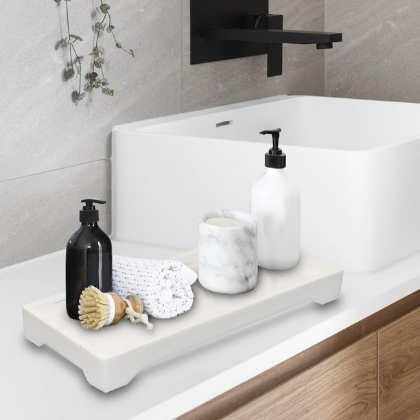 Bandejas de baño perfecl organizador de joyas decorativa soporte de anillo blanco