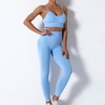 thumbnail image 3 of Scyoekwg Womens Two Piece Outfits Ladies Seamless Hollow Yoga Sleeveless Tops Yoga Suit Sports Fitness Running Yoga Set (Sky Blue,M), 3 of 6