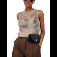 thumbnail image 3 of Suéter de Punto de Verano para Mujer, Camiseta Sin Mangas con Cuello Redondo de Crochet, Blusa Informal Sin Mangas con Aberturas Caqui XL, 3 of 10