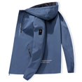 thumbnail image 2 of Mens Jacket Autumn Winter New Solid Color Hooded Jackets Thickened Outside Casual Fashion Top Coat Blue, 2 of 3
