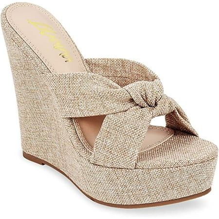 

Liliana Polyurethane Angelique-10 Cute Bow Wedge Mule