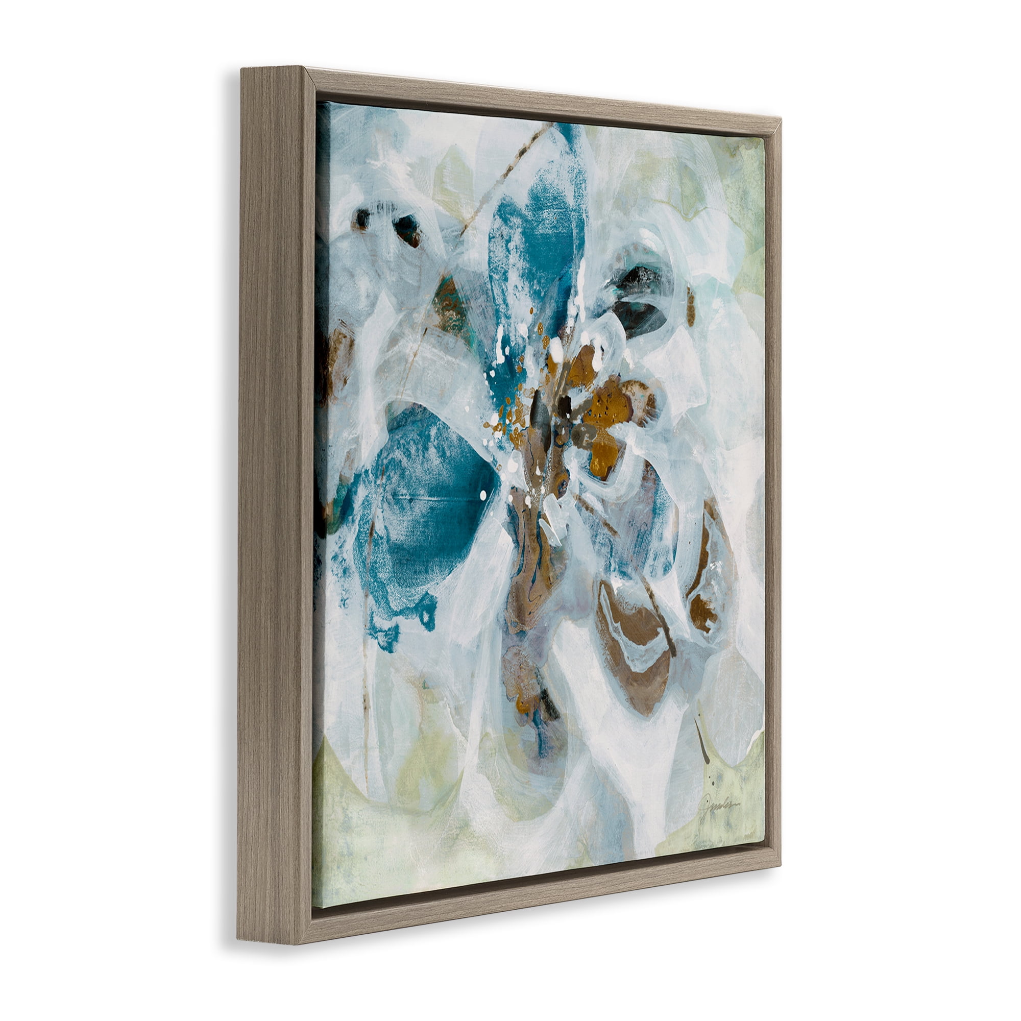 Stupell Industries Abstract Botanical Distortion Abstract Painting Brown Floater Framed Canvas Art Print Wall Art, 18 x 18