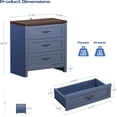 thumbnail image 5 of LAZZO Set of 2 Nightstands, Blue Small Bedside Table with 3 Drawers for Bedroom, 5 of 8