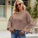 thumbnail image 1 of Suéteres de otoño para mujer de manga larga a rayas de gran tamaño suéteres de moda casual cuello redondo de punto Tops jerseyCoffee colorS, 1 of 3