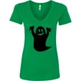 thumbnail image 3 of Inktastic Happy Halloween Cute Ghost Women's V-Neck T-Shirt, 3 of 5