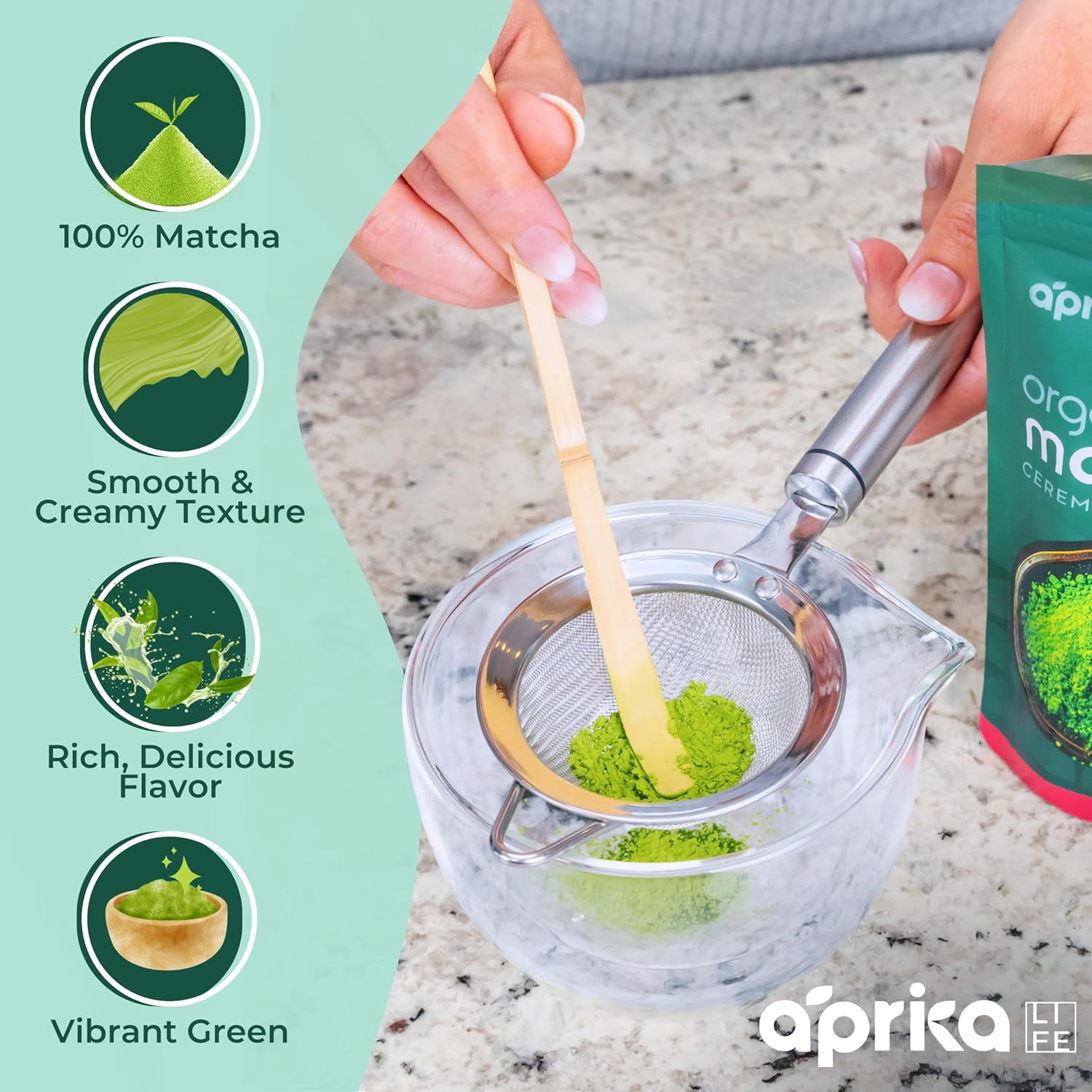Aprika Life Japanese Ceremonial Matcha Green Tea Powder - USDA & JAS Organic - Premium, First Harvest from Japan - 100g / 3.5 oz