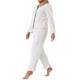 thumbnail image 4 of Conjunto de pijama de franela para mujeres, de manga larga, con botones, cuello en V, pantalones de forro polar, ropa de descanso XL blanca, 4 of 6