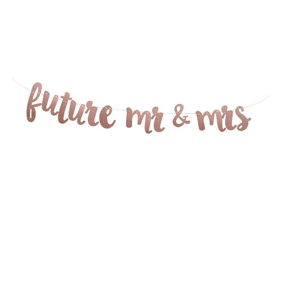 Future Mr & Mrs Banner, Rose Gold Gliter Paper Sign for Engagement Party Decorations Photo Backdrops