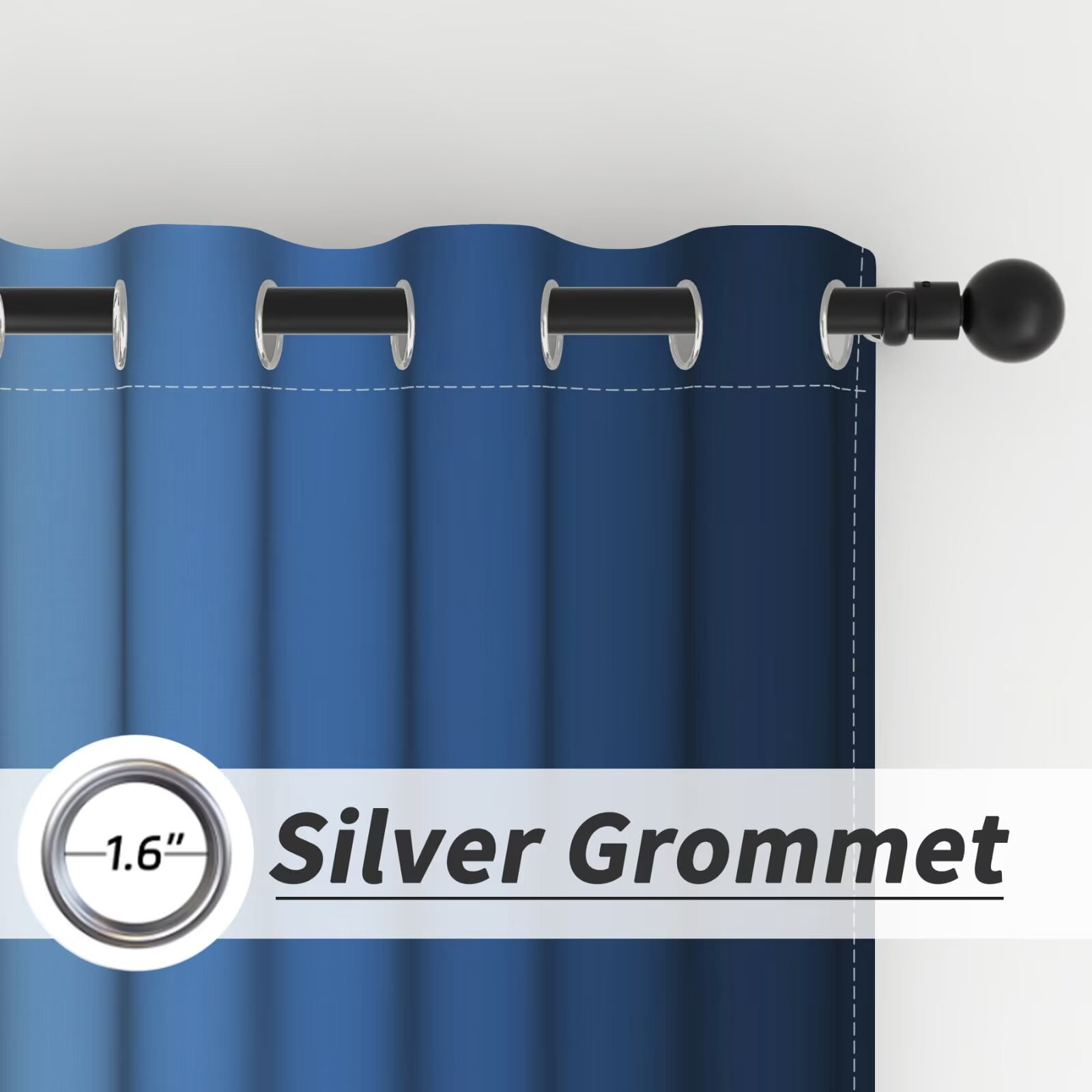 LFEEY Navy Blue and Greyish White Ombre Curtains, Room Light Blocking Curtains , 52x108inch, 2 Panel
