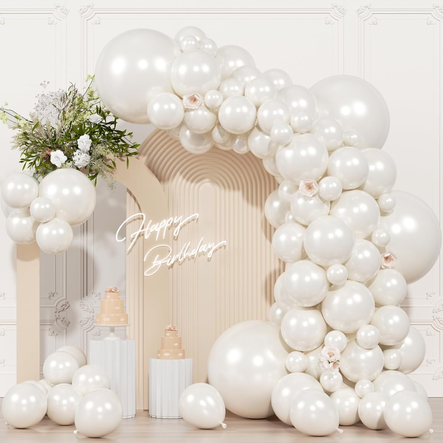 Pearl White Balloons Pack - Pearl Latex Balloons Garland Arch for Birthday, Wedding, Bridal Shower, Valentines Day Party Decoration