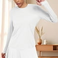 thumbnail image 3 of OGLCCG Soft Long Sleeve Workout Tops for Women Thumb Holes UV Sun Protection Running Hiking Yoga Shirts Solid Color Breatable Athletic Tops,XXL,White, 3 of 5
