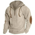 thumbnail image 6 of Txeol 1/4 Zip Pullover Mens Big and Tall Corduroy Hooded Sweatshirt Color Block Outdoor Athletic Drawstring Hoodies,Khaki,XXXL, 6 of 7
