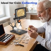 BEBANG 7 Coin Microscope for Adults, 1080P Ips Digital Microscope with 8 Adjustable LED Lights, 2 Flexible Side Lights, PC View Compatible with Windows, Ios, 32GB