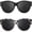 B01 (2 Pack) Glossy Black+black, variant on Women's Vintage Oversized Round Cat Eye Sunglasses Tortoiseshell Print Thick Frame UV400 100% UVA UVB Blocking Dark Lens Retro Boho Shades for Vacation Party Outdoor
