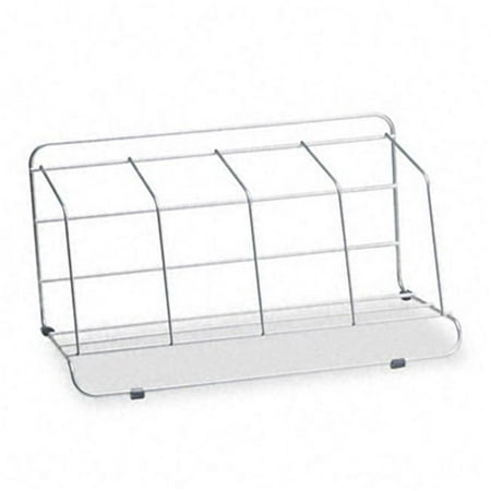 - 4 Section Wire Catalog Rack- Metal- 16 1/2 x 10 x 8- Silver