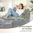 thumbnail image 3 of EOP Big Bean Bag Lounger Chair, Chaise Lounge Chair Indoor, Comfy Upholstered Sleeper Sofa Bed with Compressed Memory Foam, No Assembly Required, Gray, 3 of 9