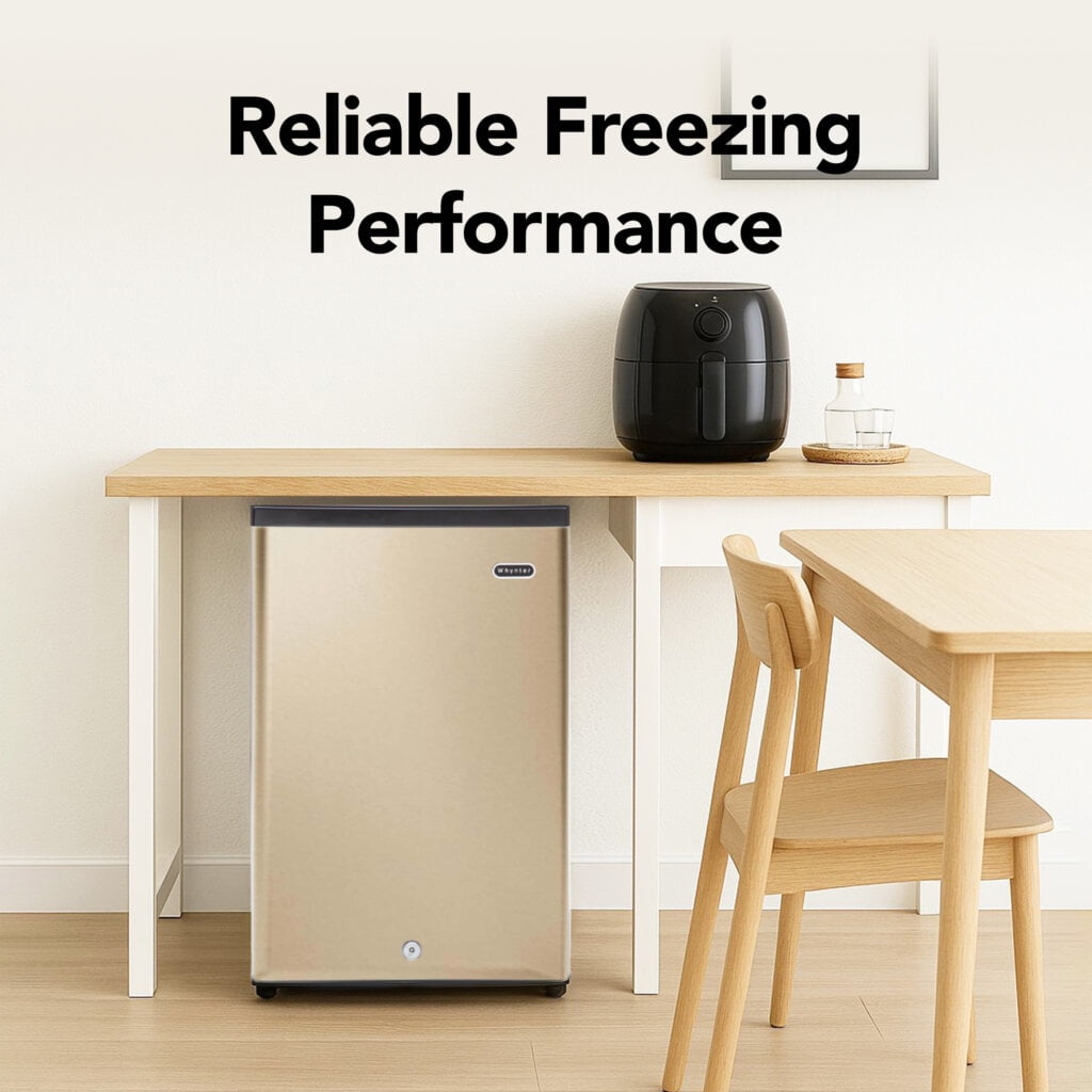 Whynter 2.1 cu ft Upright Freezer with Lock in Rose Gold,  Energy Star Rated