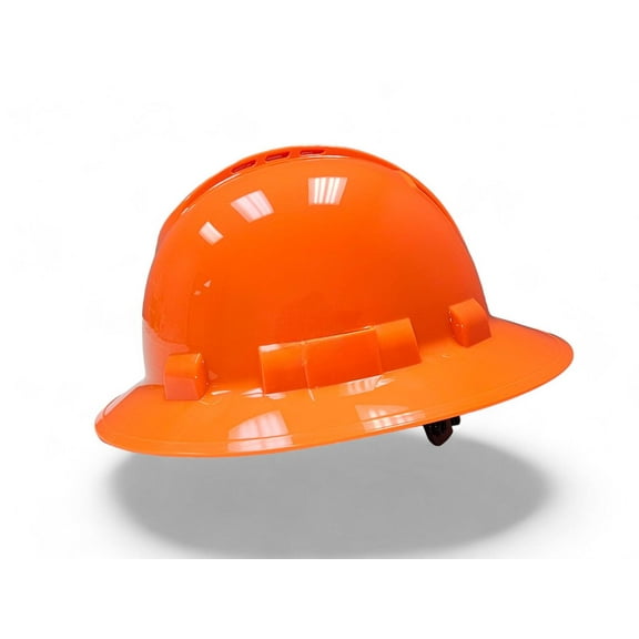 Pyramex HP54141V Orange Ridgeline Full Brim Hard Hat, Vented, 4-Point Ratchet