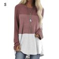 thumbnail image 2 of Minnieouse Mujer Camiseta Manga Larga Cuello Contraste Color Algodón Top Prendas para la parte del cuerpo rojo ladrillo S, 2 of 6