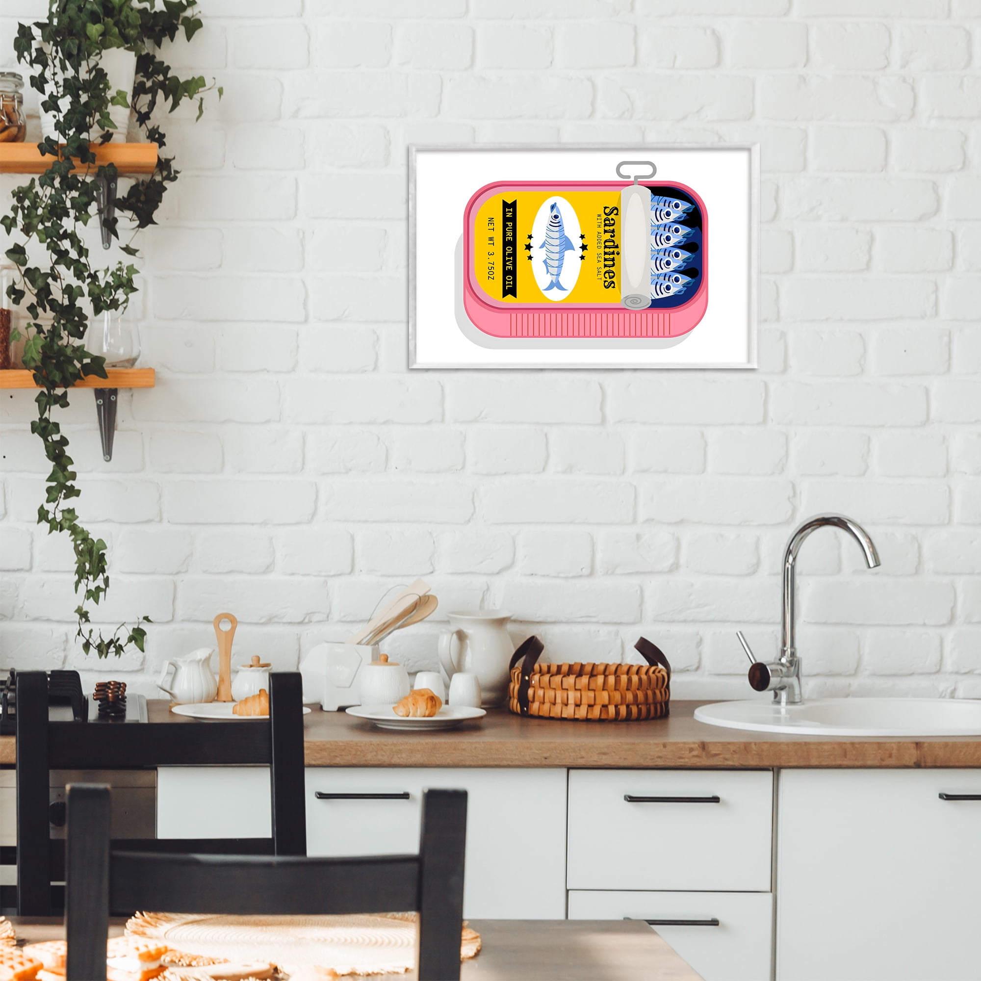 Stupell Industries Retro Can of Sardines White Framed Giclee Art, design by Creative Studio