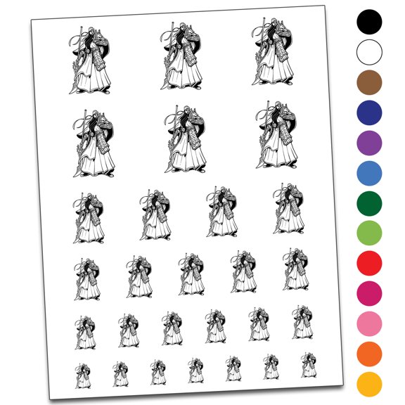 Guan Yu Chinese God of War Wealth Water Resistant Temporary Tattoo Set Fake Body Art Collection - Brown