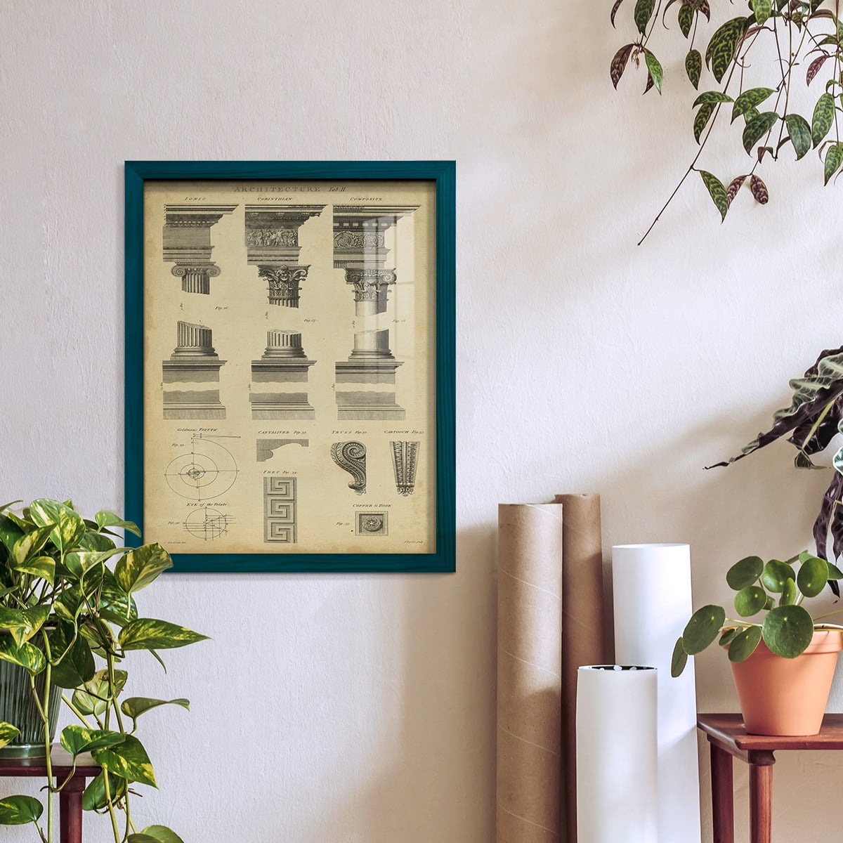 Encyclopediae III -Framed Print w/glass-Ocean Blue