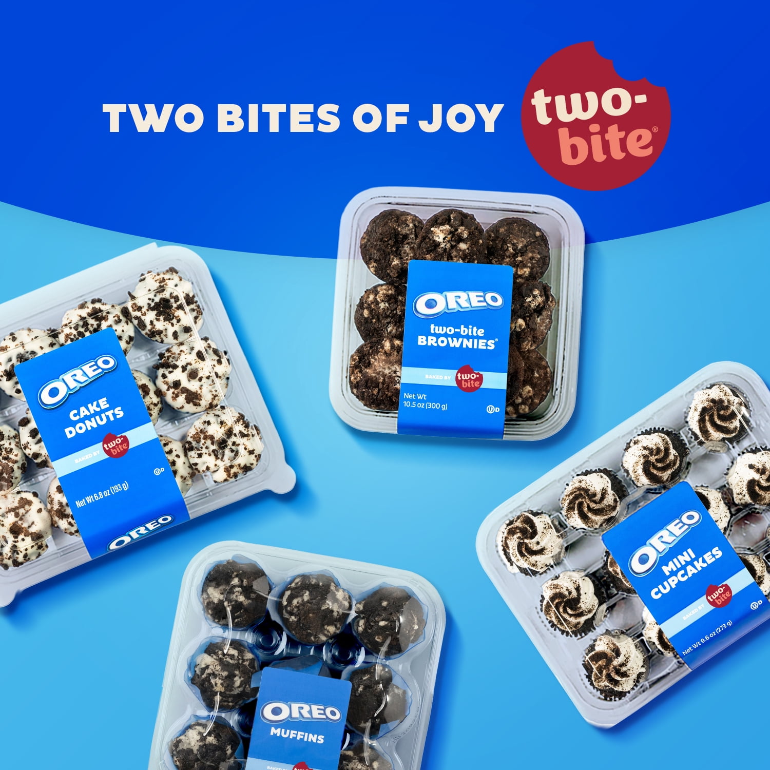 Two-bite Oreo Brownies, 10.5 oz, 10 Count, Baked, Moist, Fudgy Dessert