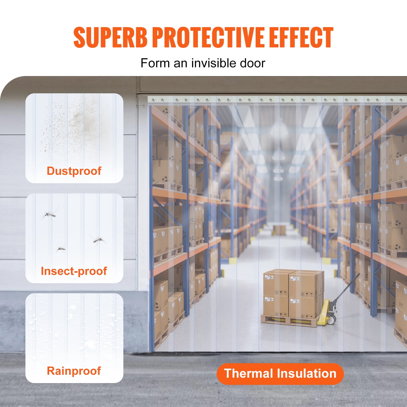 KFFKFF Clear PVC Strip Curtain, 150 ft Length x 8 in Width, Plastic Door Strips Roll for Doorways in Supermarkets, Garages, Warehouses, Barns, and Pet Houses