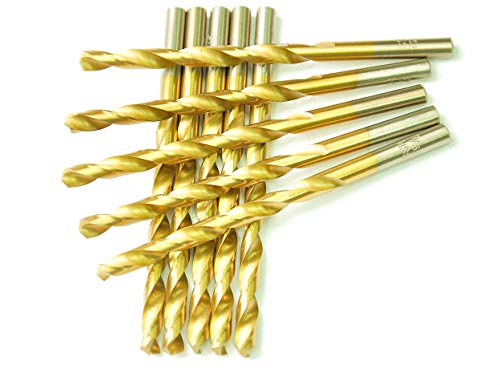 10PCS 1//4/" Drill Bit Set HSS Titanium Jobber Length Twist Metal Drill Bits Tools