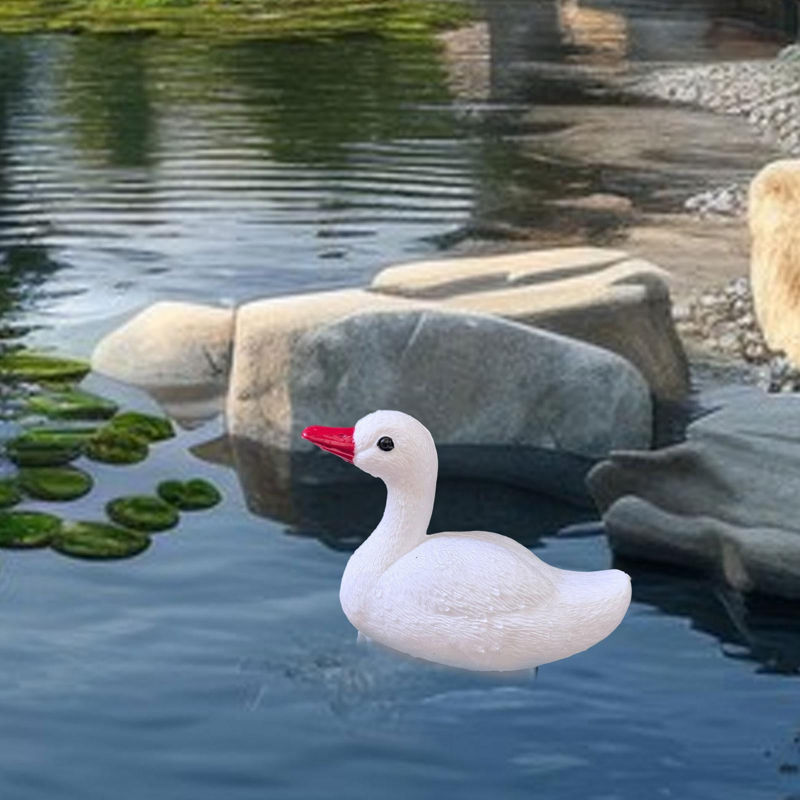 oshhni Swan Decoy Outdoor Figurine Deterrent Swimming Sculpture Garden Statue Goose Decoration for Outside Lake Pond Fields 20cmx11cmx7cm