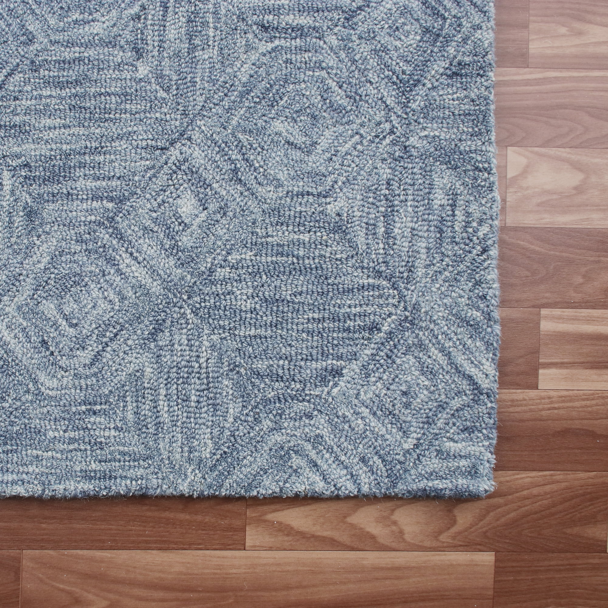 Ox Bay Bea Geometric Modern Hand-Tufted Wool Indoor Area Rug, Blue, 5' x 7'9"