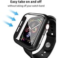 thumbnail image 4 of 2 Pack Case Built in Tempered Glass Screen Protector Compatible with Apple Watch Series 40mm, Hard PC Case Ultra-Thin Bumper Overall Protective Cover- Black, 4 of 5