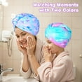 thumbnail image 2 of FacoFaco Pack of 2 Microfiber Hair Towel Rapid Drying Towel Wrap for Wet Hair with Button Women & Girls Long, Curly Hair, Purple/Green Mermaid, 2 of 15