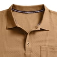 thumbnail image 6 of Fengqque Mens Casual Polo Shirt Summer Short Sleeve Vacation Button Beach Stretchy Golf Shirts Khaki XXXL, 6 of 7