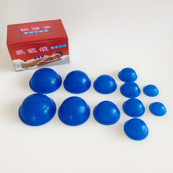 12-Piece Blue Silicone Cupping Set for Home Use: Pressure-Resistant Vacuum Cupping Therapy Cups, Ideal for Healthcare Massage & Fitness Beauty, Durable & Compact Design for Easy Household Wellness