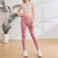 thumbnail image 4 of Resicozy Girls Leggings with Pockets Athletic High Waisted pant Workout Active Dance Running Yoga Pants for Kids3-12 Years Pink 130, 4 of 5